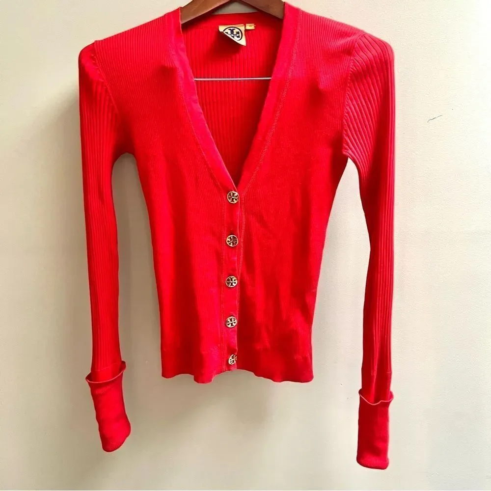 Tory Burch Red Cardigan Sweater
